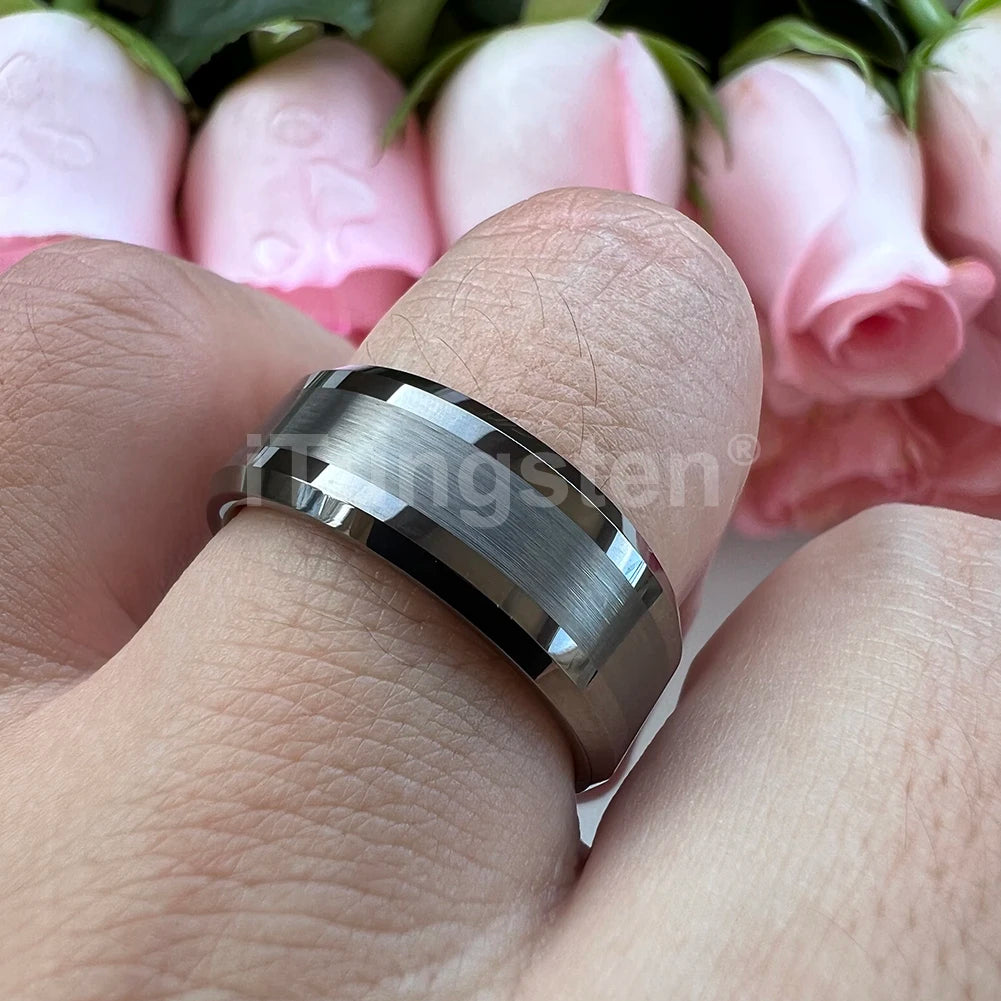 iTungsten 6mm 8mm Wolframkarbid-Fingerring für Herren und Damen, Verlobung, Ehering, Modeschmuck, I Love You, graviert, bequeme Passform