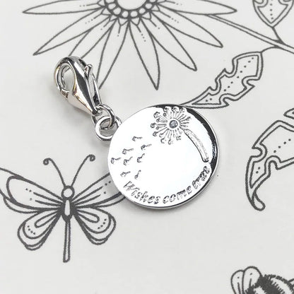 Löwenzahn wünscht sich wahr. Anhänger mit baumelndem Anhänger für Damen, edler Schmuck, trendiges Geschenk aus echtem 925er-Sterlingsilber