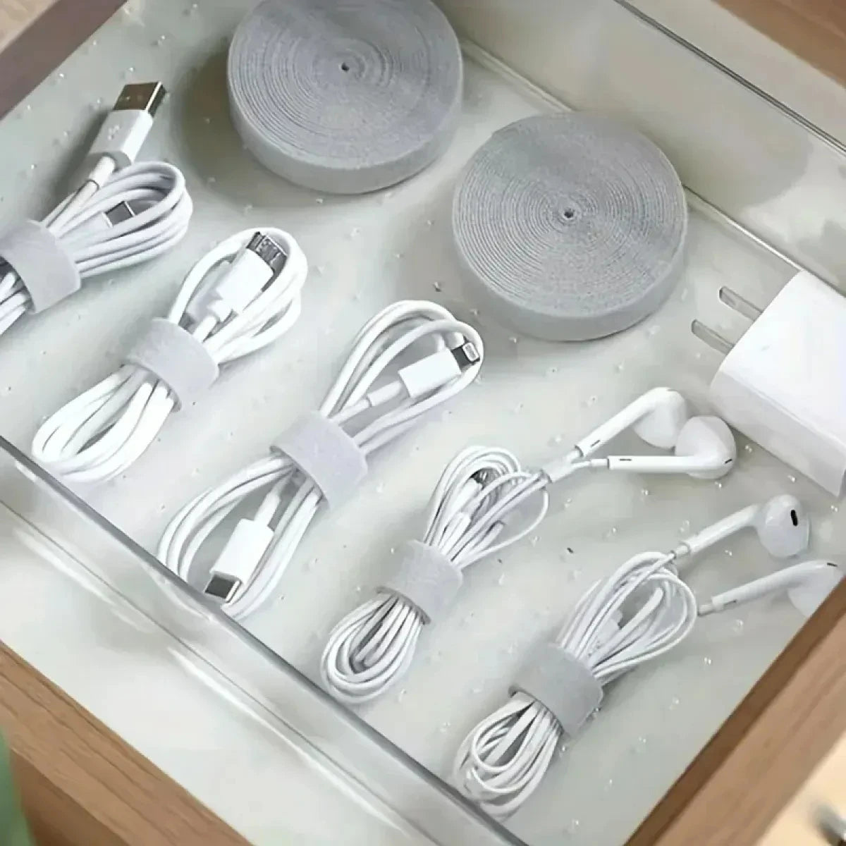 Wiederverwendbare Selbstklebende Kabelbinder Verstellbare Befestigungsriemen für Kabel und Seile zur Schreibtischorganisation und Aufbewahrung