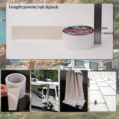RV-Dach-Butyl-Reparatur-Dichtungsband, weiß, temperaturbeständig, starker Klebstoff, fällt nicht ab, geeignet für Anhänger, Boot, LKW, Wohnmobil
