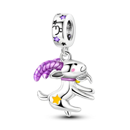 Sicherheitsketten aus 925er-Sterlingsilber, violette Serie, Schmetterling, Widder, Zwillinge, passend für Original-Armbänder, DIY-Schmuckherstellung, Geschenk für Frauen