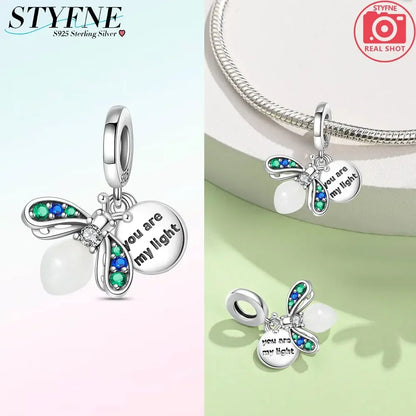 Charms aus 925er-Sterlingsilber, Chamäleon, leuchtende Glühwürmchen-Schmetterlings-Charms, Perlen, passend für 925 Original-Armbänder, feine DIY-Schmuckherstellung
