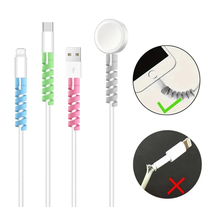 Kabelschutz Silikon Spulenwickler Drahtschutz für iPhone USB Ladegerät Kabel Kabel Schutzhülle Kabelwickler Clip