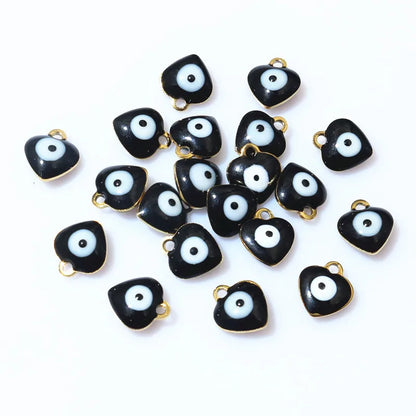 20 Stück 9x8mm Emaille Böse Augen Herz-Anhänger Edelstahl DIY Schmuck Making Zubehör Erkenntnisse Armband Ohrringe