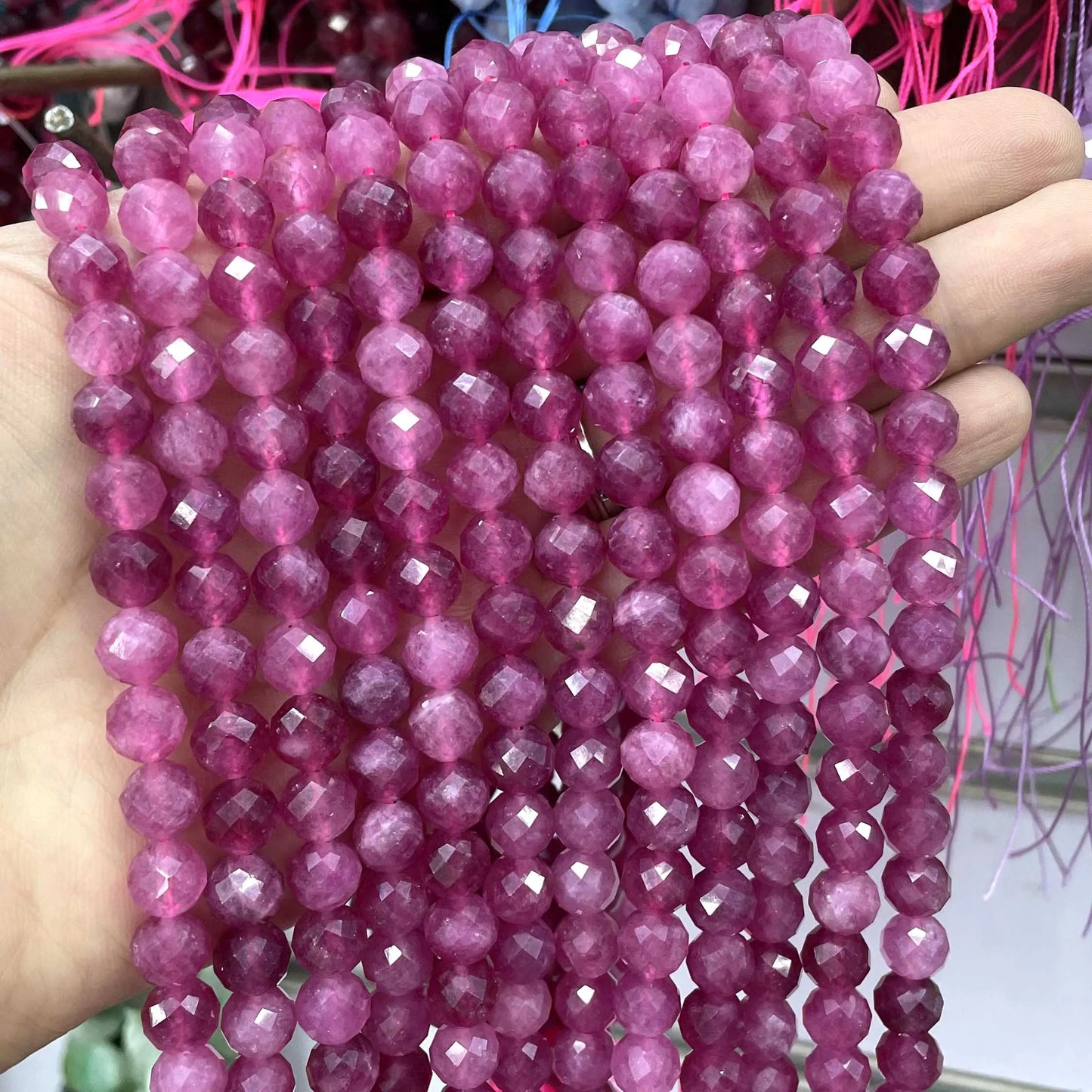 8MM Natürliche Stein Faceted Aquamarine Morganite Turmalin Apatit Runde Spacer Perlen Diy Für Schmuck Machen Zubehör