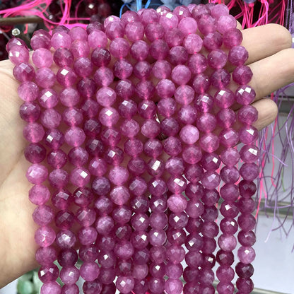 8MM Natürliche Stein Faceted Aquamarine Morganite Turmalin Apatit Runde Spacer Perlen Diy Für Schmuck Machen Zubehör