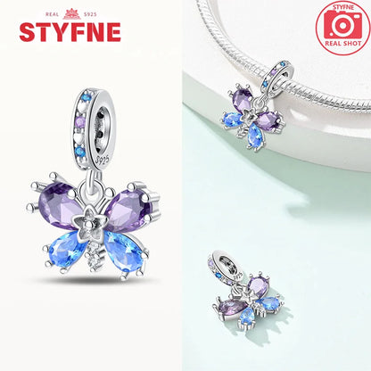 Neue Silber 925 Blaue Libelle Schmetterling Charms Perlen Fit Original Armband für Frauen DIY Edlen Schmuck Zubehör Perlen Geschenke
