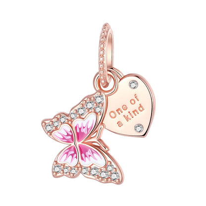 925 Sterling Silber Roségold Baum des Lebens Schmetterling Serie Charm Fit 4mm Blende Armband Charm Bead Halskette Diy Frauen Schmuck