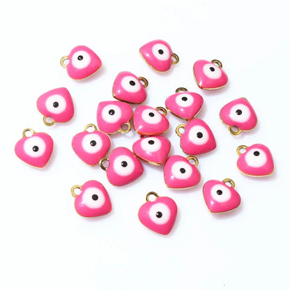 20 Stück 9x8mm Emaille Böse Augen Herz-Anhänger Edelstahl DIY Schmuck Making Zubehör Erkenntnisse Armband Ohrringe