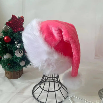 Weihnachtsmannmütze, Weihnachten, rosa, lang, Plüsch, Urlaub, rot, schwarz, für Erwachsene und Kinder, Unisex, 2024, Neujahr, festliches Partyzubehör