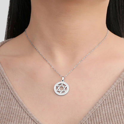LIKGREAT Stern von David Edelstahl Vintage Halskette klar Zirkon runde Anhänger Halsketten Schmuck Hochzeits geschenk für Frauen Männer