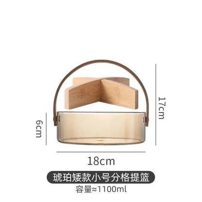 Licht Luxus Obst Korb Tragbare Glas Obst Platte Wohnzimmer Süßigkeiten Salat Schüssel Hause Snack Tablett Obst Wein Barrel Eis Eimer
