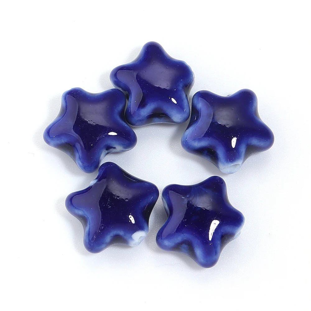 5 teile/los Keramik Stern Perlen Bunte 15x13,5mm Porzellan Lose Spacer Perlen Für DIY Schmuck Machen Armband halskette Zubehör