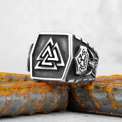 Vintage Edelstahl Wikinger Amulett Ring Nordischer Kompass Runen Männer und Frauen Ringe Teenager Multi Style Schmuck Freund Geschenk
