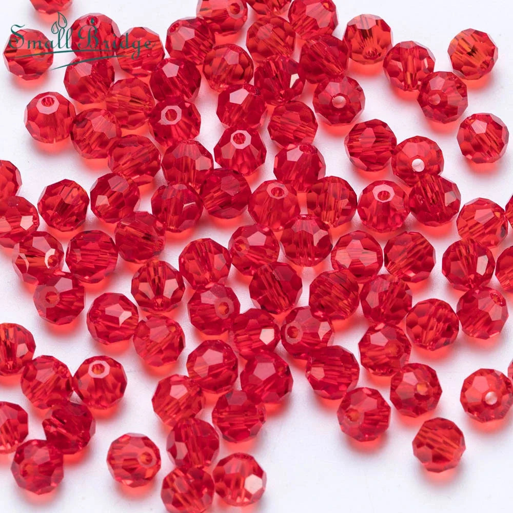3 4 6 8 MM Rote Tschechische Runde Glaskugel Perlen Für DIY Armband Schmuck Machen Handwerk Zubehör Lose Doppelkegel Kristall Facted Bead