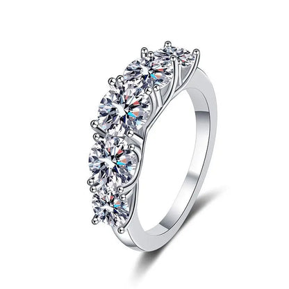 JOIAS HOME 18 Karat vergoldet 3,6 CT Alle Moissanit Ringe für Frauen 5 Steine funkelnder Diamant Ehering S925 Sterling Silber Schmuck