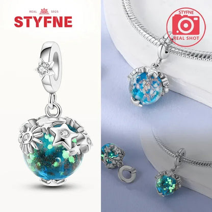Sterling Silber 925, Fantasie, buntes Herz, Charm-Planeten-Anhänger, Perlen, passend für Original-Armband, Perle für Frauen, edler Schmuck, Geschenk