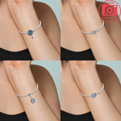 NEUE Silber 925 Elefant Evil Eye Hand Kreuz Herz Blau Zirkon Perlen Charms Fit Original Armband für Frauen Diy Edlen Schmuck geschenk