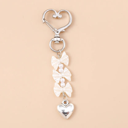 Aihua süße Y2K Metall Perle Liebe Herz Schleife Schlüsselanhänger für Frauen Mädchen Handtasche Anhänger DIY Schlüsselanhänger handgemachte Schmuck Geschenke