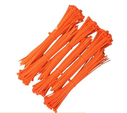 Selbstsichernder Kabelbinder, Farbe: Kunststoff, Nylon, Draht, Kabelbinder, 100 Stück, orange Kabelbinder, Befestigungsschlaufe, Kabelmanagementbinder
