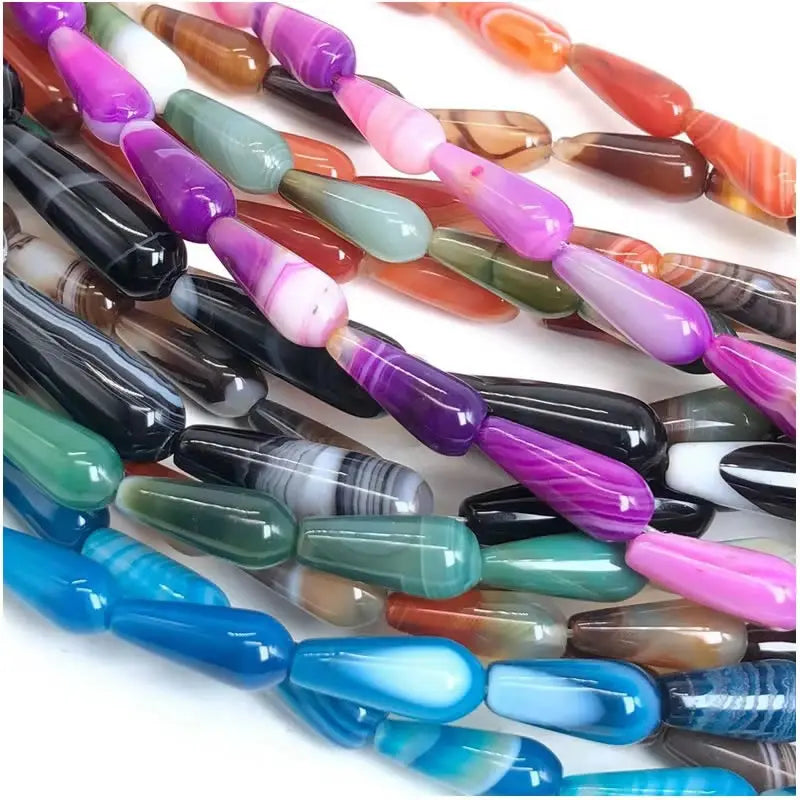 6x16mm/10X30mm Achat Wassertropfen Stein Perlen Natürliche Quarz Achate Lose Perlen für Schmuck Machen DIY Armband 15 ”