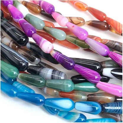 6x16mm/10X30mm Achat Wassertropfen Stein Perlen Natürliche Quarz Achate Lose Perlen für Schmuck Machen DIY Armband 15 ”