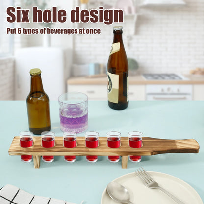2 Stück Schnaps glas Tablett Holz Schnaps glas halter Schnaps glas Ständer mit 6 Löchern Schnaps glas Serviert ablett passen 1,4 Zoll Durchmesser Gläser