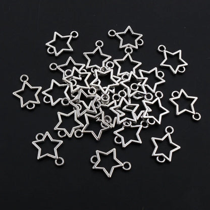 100 Stück kleine Stern-Charms-Anhänger, Antik-Silber, Legierung, Metall, DIY-Schmuckherstellung, Zubehör für Ohrringe, Armbänder, Halsketten