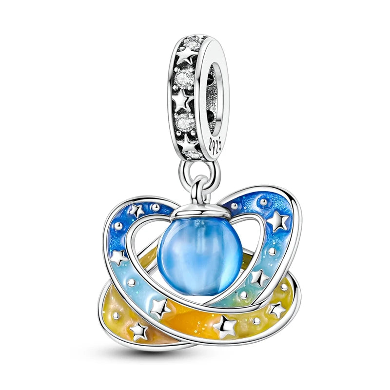 Romantische Schleifenperlen aus 925er-Sterlingsilber und herzförmiger, unendlicher baumelnder Charm, passend für Armbänder, schöne Schmuck-Accessoires, Geschenke
