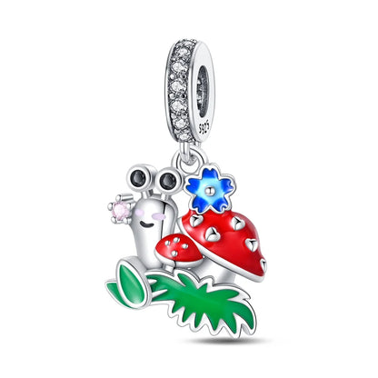 Niedlicher Raupenperlen aus 925er-Sterlingsilber, Schnecke und Bienen, vierblättriges Kleeblatt, baumelnder Charm, passend für Armbänder, bunte Anhänger-Geschenke