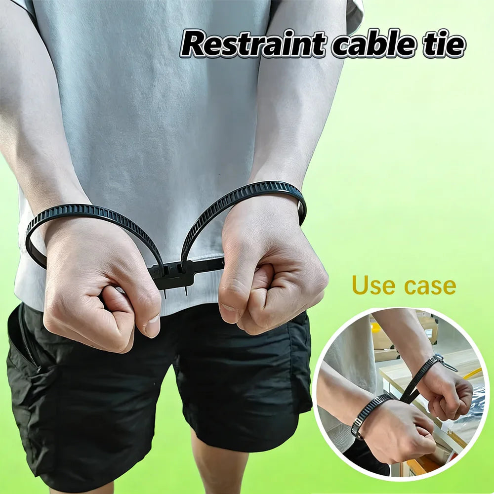 2/20 Stück robuste Polizeihandschellen (27,5") |   Flexible selbstsichernde Doppelkopf-Kabelbinder aus Nylon