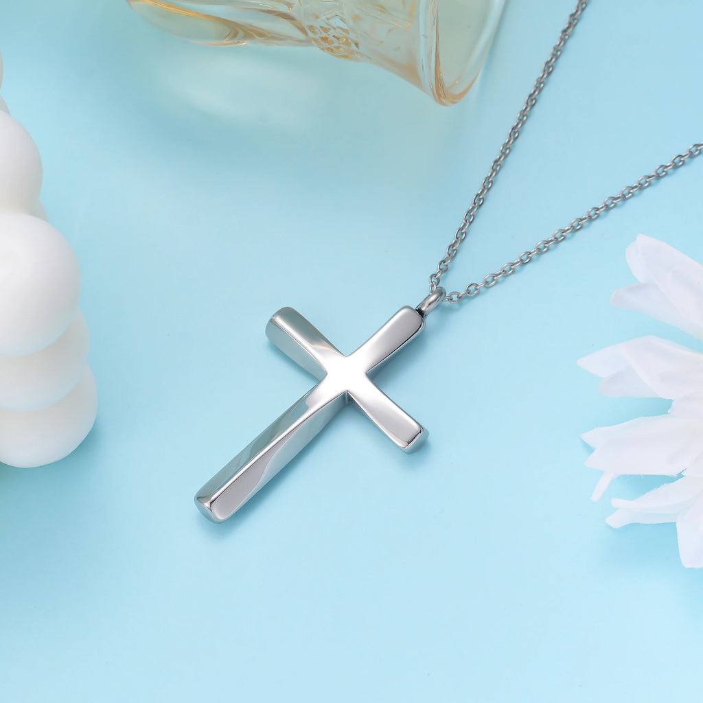 Edelstahl minimalistischen Stil Twist Kreuz Urne Anhänger Halskette Feuerbestattung Memorial Schmuck für Frauen Männer Familie Andenken Geschenk