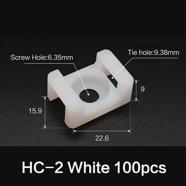 100 Stück Kabelbinder-Halterung, Kabelbefestigungssattel, Kabelklemme, Kabelorganisator, Drahtclip-Halter mit Schraubenlöchern HC-1 HC-2 HC-4