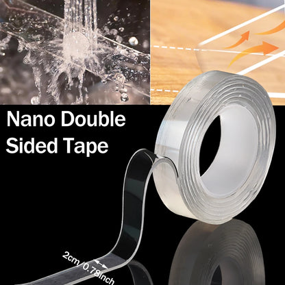 2mm Superstarkes Doppelseitiges Nano-Klebeband Transparenter Nahtloser Wasserdichter Streifen Hochhaftendes Wiederverwendbares Heimdekoration-Klebeband Werkzeug
