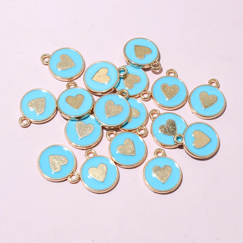 20 Stück Emaille Herz Charms Anhänger doppelseitig 14,5 x 12 mm DIY Schmuckherstellung Zubehör Erkenntnisse für Armband Ohrringe Halskette