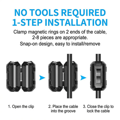 DIVEDEER Clip-on Magnetringfilter, abnehmbarer EMI-Unterdrücker, Datenkabel-Anti-Interferenz- und elektromagnetische Abschirmung