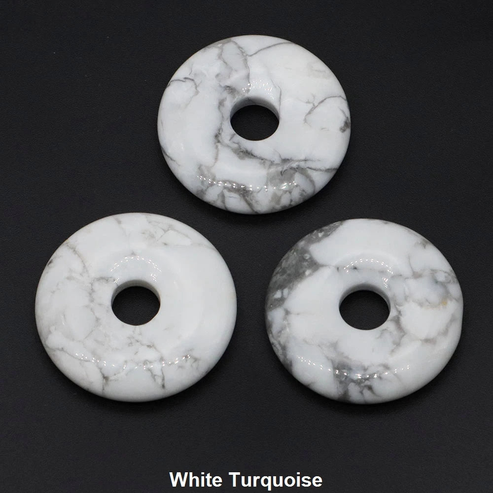 30 mm Donut-Naturstein, Heilkristall, Amethyst, Amazonit, Achat, Quarz, Edelstein für Kunsthandwerk, Zubehör, Glücksgeschenke