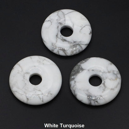 30 mm Donut-Naturstein, Heilkristall, Amethyst, Amazonit, Achat, Quarz, Edelstein für Kunsthandwerk, Zubehör, Glücksgeschenke