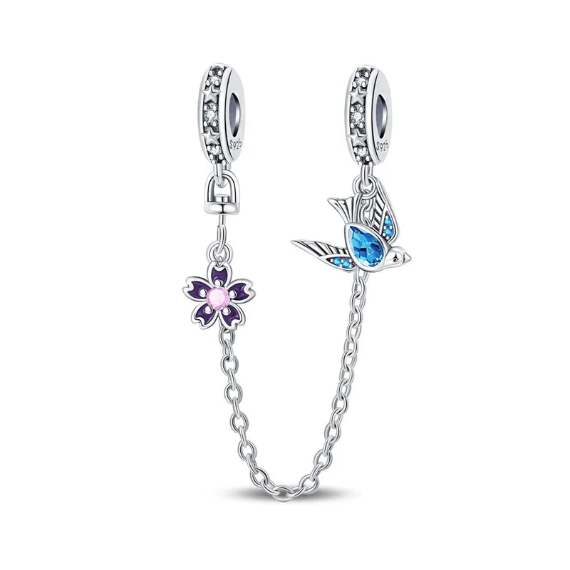 Niedlicher Raupenperlen aus 925er-Sterlingsilber, Schnecke und Bienen, vierblättriges Kleeblatt, baumelnder Charm, passend für Armbänder, bunte Anhänger-Geschenke