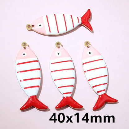 10 Stück Edelstahl Emaille Streifen Fisch Charms Anhänger 40x8/40x14mm DIY Schmuck Herstellung Zubehör für Halsketten Ohrringe