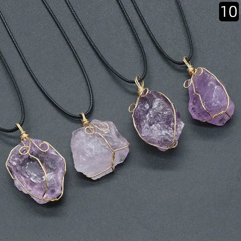 26-36mm 1pc Naturstein Citrin Roh draht gewickelt Anhänger rosa weiß Quarz Amethyst Fluorit unregelmäßigen Stein Halskette Schmuck