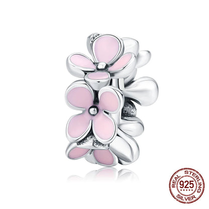 WOSTU Echt 925 Sterling Silber Herz Perlen Blume Retro Muster Charms Anhänger Fit Original DIY Armband Halskette Silber Schmuck