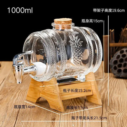 Limonaderspender aus Glas mit Auslauf, nachfüllbarer Getränkekanne, auslaufsicheres Wein-/Obstglas, Kühlschrank, Saftspender, Kaltbrühtee