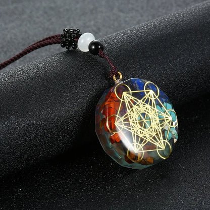 Retro Bunte Chips Natürliche Türkis Amethyst Stein Chakra Orgon Energie Pendel Amulett Reiki Heilung Anhänger Halskette
