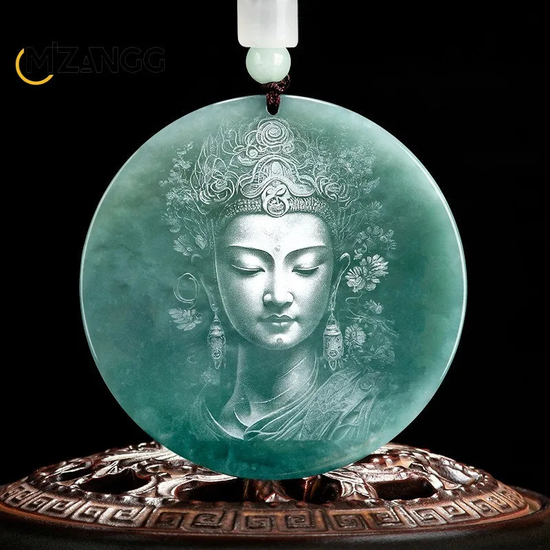 Natürliche Jadeit blau Wasser Neun-Schwanz-Fuchs Anhänger Schatten schnitzen Drachen Männer und Frauen Jade Halskette benutzer definierte exquisite Schmuck