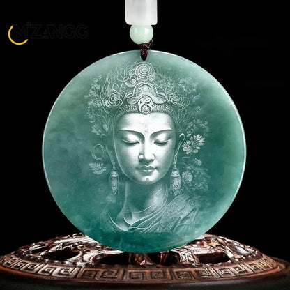 Natürliche Jadeit blau Wasser Neun-Schwanz-Fuchs Anhänger Schatten schnitzen Drachen Männer und Frauen Jade Halskette benutzer definierte exquisite Schmuck