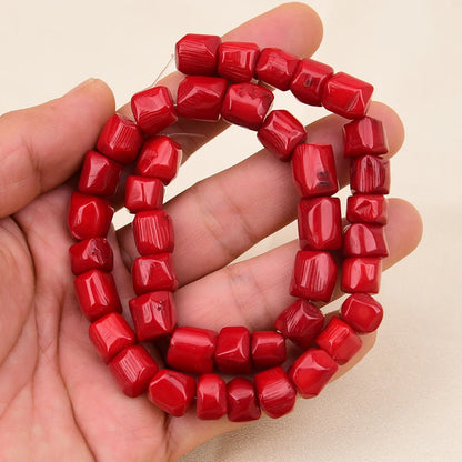 Apdgg eine natürliche Freiheit unregelmäßiges Rad rote Koralle Edelsteine Stein lose Perlen 15.5 ''Stränge Schmuck machen DIY