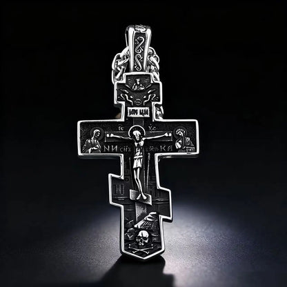 YQ 316L Edelstahl Orthodoxes Kreuz Jesus Anhänger Halskette Für Männer Schmuck Religiöse Vintage Zubehör