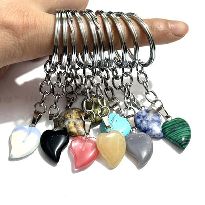 20 stücke Natürliche Raue Rohstein Kristall Quarz Schlüsselbund Frauen Männer Handtasche Hangle Auto Schlüssel Halter Raw Mineral Stein Schlüsselring schmuck