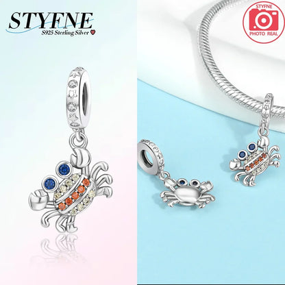 925 Silber DIY Schmuck Zubehör Zirkon Krabbe Wal Big Mouth Fisch Charms Perlen passen Original Armband Schmuckstück